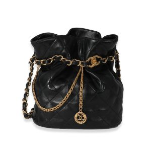 132180 fv Chanel Chain Tote Bag Leather Gold Metal Fittings Black