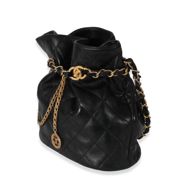 132180 sv Chanel 23S Black Lambskin Small Bucket Bag