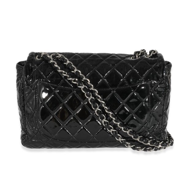 132189 pv Chanel Black Patent Soft Jumbo Single Flap Bag