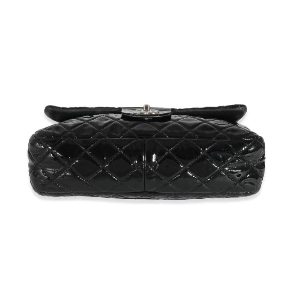 132189 stamp Chanel Black Patent Soft Jumbo Single Flap Bag