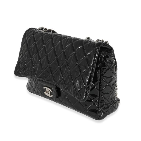 132189 sv Chanel Black Patent Soft Jumbo Single Flap Bag