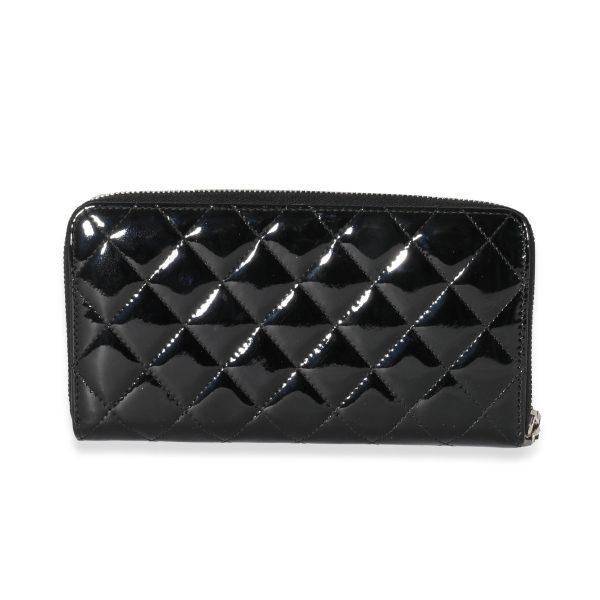 132190 pv Chanel Black Quilted Patent Classic Continental Wallet