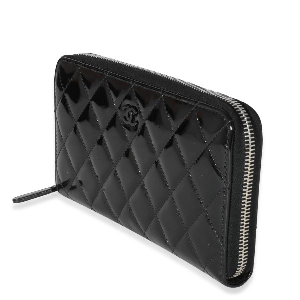 132190 sv Chanel Black Quilted Patent Classic Continental Wallet