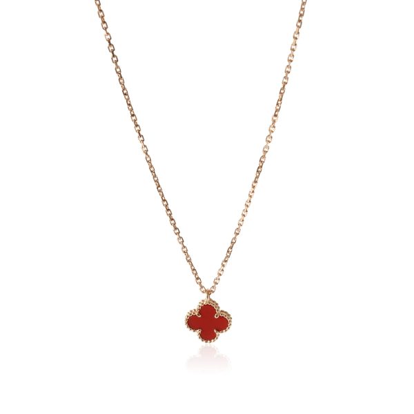 132284 fv 34565af1 79eb 4bdf 852c a6b323ba36c2 Van Cleef Arpels Sweet Alhambra Carnelian Pendant in 18K Rose Gold