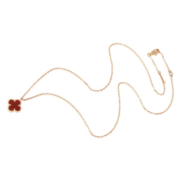 132284 pv c23acd77 79d2 4ace 910c 1d81390ec6af Van Cleef Arpels Sweet Alhambra Carnelian Pendant in 18K Rose Gold