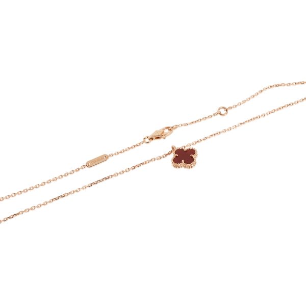 132284 sv 3ca5dc8d 632f 486b 85d1 c783d3f03cca Van Cleef Arpels Sweet Alhambra Carnelian Pendant in 18K Rose Gold