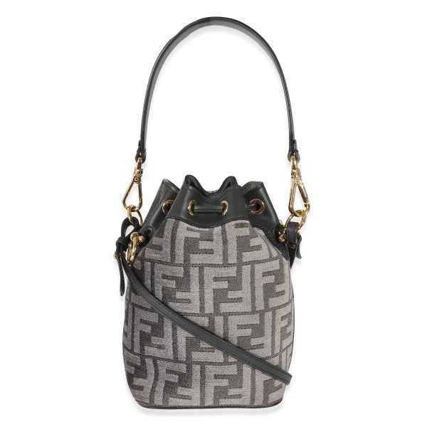 132288 bv Fendi Grey Tapestry Fabric FF Mon Tresor Bucket Bag