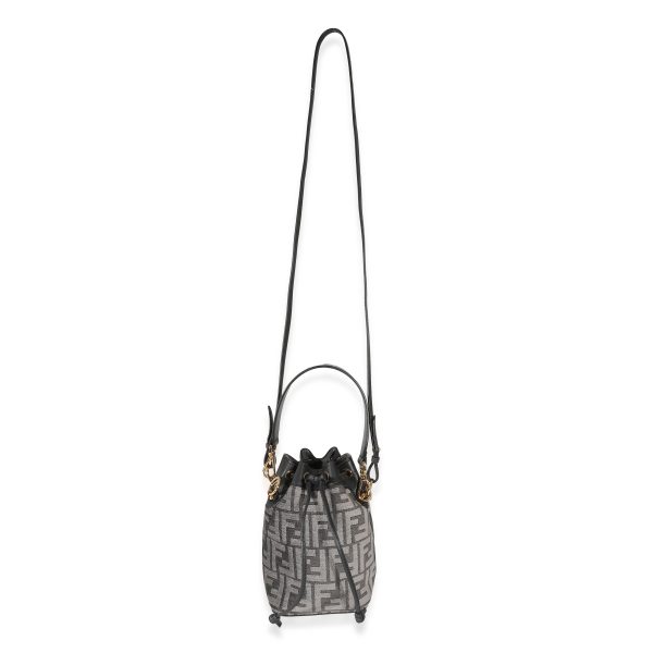 132288 pv Fendi Grey Tapestry Fabric FF Mon Tresor Bucket Bag