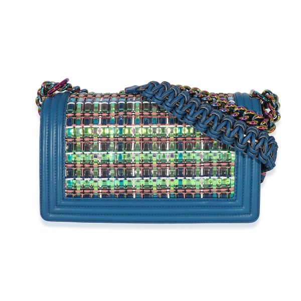 132299 pv 5aa54ce0 56c7 48d3 8bed aa2fa38e829d Chanel PVC Multi Colored Woven Blue Lambskin Old Medium Boy Bag