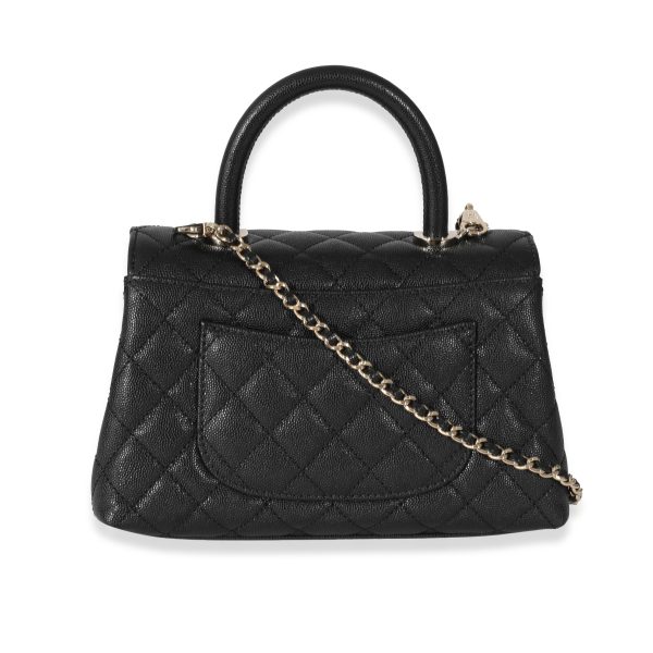 132308 pv Chanel 22A Black Caviar Small Coco Top Handle Flap Bag