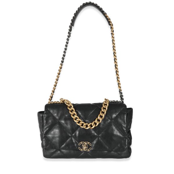 132310 pv b71785fc f7c6 4486 8905 685c0eb947b5 Chanel Black Quilted Lambskin Chanel 19 Maxi Flap Bag