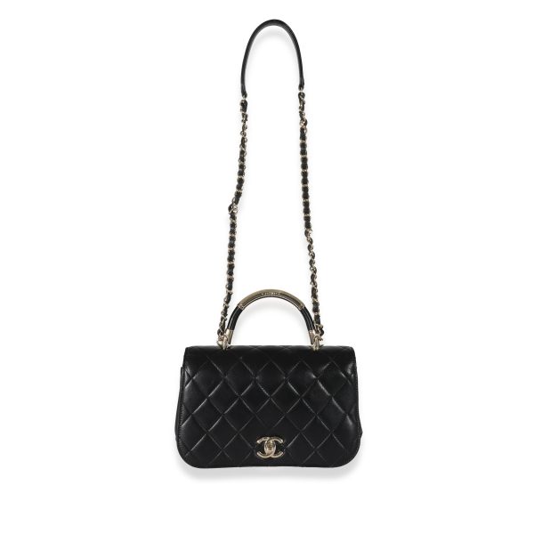 132311 stamp Chanel 17P Black Lambskin Chic Carry Flap Bag