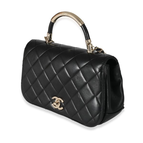 132311 sv Chanel 17P Black Lambskin Chic Carry Flap Bag