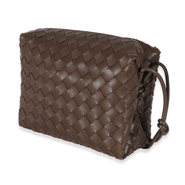 132314 sv Bottega Veneta Brown Intrecciato Lambskin Small Loop Camera Bag