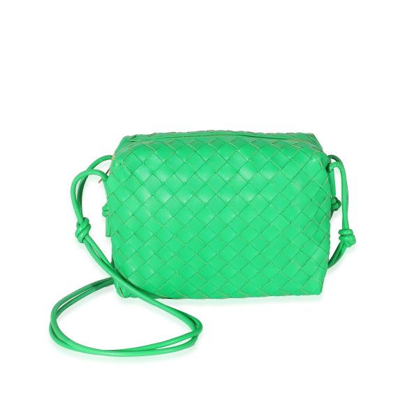 132316 bv Bottega Veneta Parakeet Intrecciato Lambskin Small Loop Camera Bag