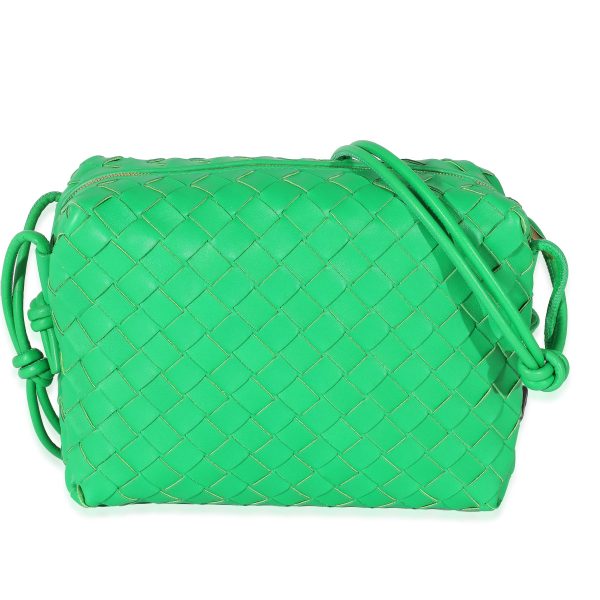 132316 fv Bottega Veneta Parakeet Intrecciato Lambskin Small Loop Camera Bag