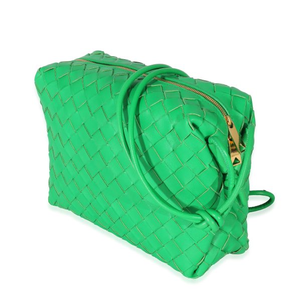 132316 sv Bottega Veneta Parakeet Intrecciato Lambskin Small Loop Camera Bag