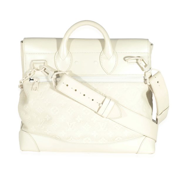 132328 pv Louis Vuitton White Monogram Taurillon Leather Steamer PM