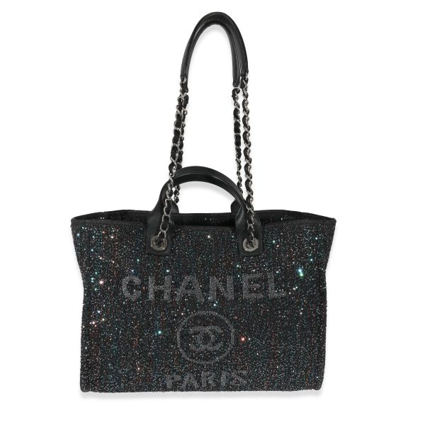 132341 ad1 b62777de 5387 45f3 8e30 f674d343040d Chanel Black Leather Multicolor Sequin Large Deauville Tote