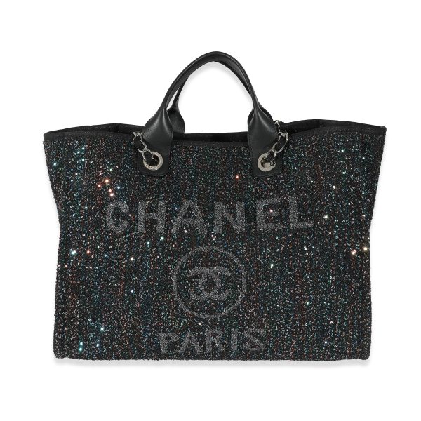 132341 fv 239cbc73 89ad 4004 b65d 64e6f20878c9 Chanel Black Leather Multicolor Sequin Large Deauville Tote