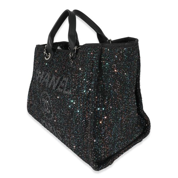 132341 sv 2ffb3957 d8d0 46dc 8b24 7c031849d4b4 Chanel Black Leather Multicolor Sequin Large Deauville Tote