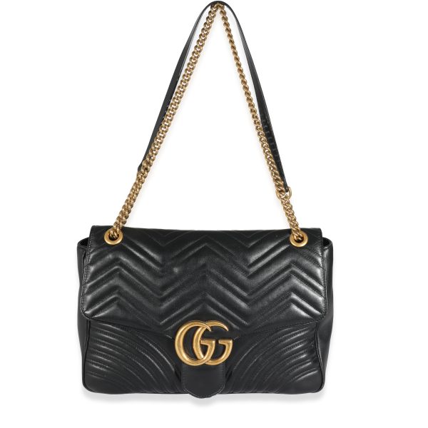 132342 bv Gucci Black Matelassé Large GG Marmont Shoulder Bag