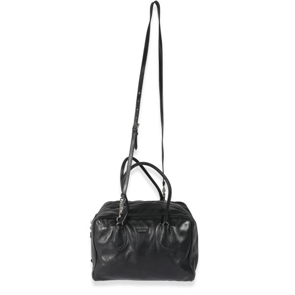 132369 bv Prada Black Soft Calfskin Medium Inside Bauletto Bag