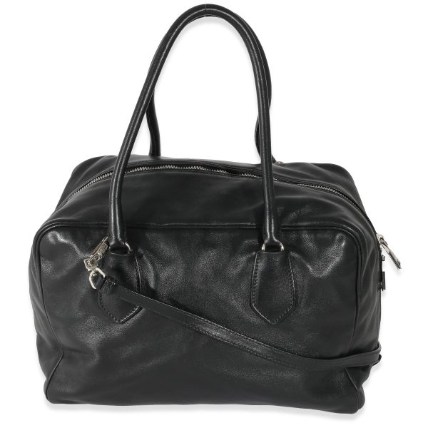 132369 pv Prada Black Soft Calfskin Medium Inside Bauletto Bag