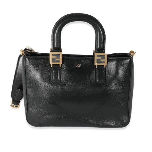 132384 fv 1d7205d3 1355 4844 9f1e e4fb63febc5d Fendi Black Vitello Glacier Small FF Tote