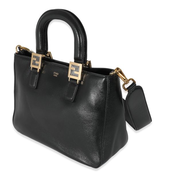 132384 sv 365d8a3c aabf 4b82 8609 40506077b77d Fendi Black Vitello Glacier Small FF Tote