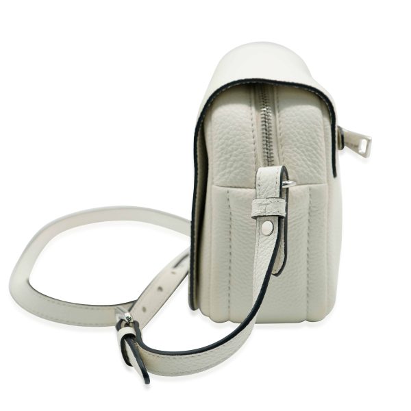 132391 stamp fb4d8efb 0d51 43e1 a6f2 67e0a501424e Prada White Vitello Daino Logo Crossbody Flap Bag