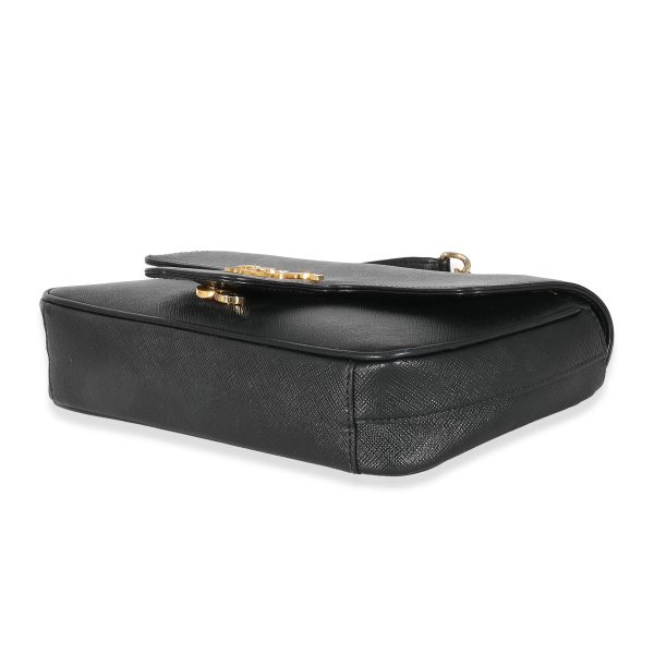 132433 clasp Prada Black Saffiano Pattina Flap Bag