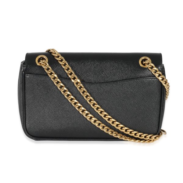 132433 pv Prada Black Saffiano Pattina Flap Bag