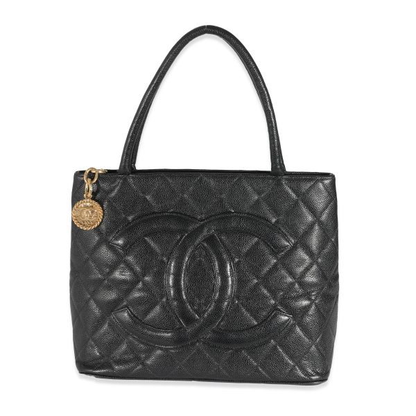 132460 fv Chanel Vintage Black Caviar Medallion Tote