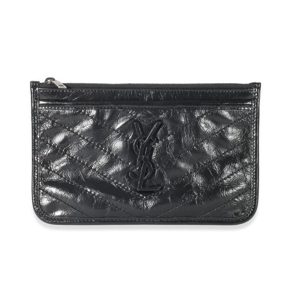 132468 fv 9eef529e 8cb5 4d38 b809 2728e9a9ceef Saint Laurent Black Crinkled Calfskin Matelasse Niki Bill Pouch