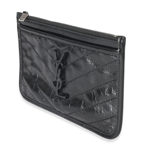 132468 sv 7e8b6aa9 f5e8 46e8 870a 3844446209ce Saint Laurent Black Crinkled Calfskin Matelasse Niki Bill Pouch