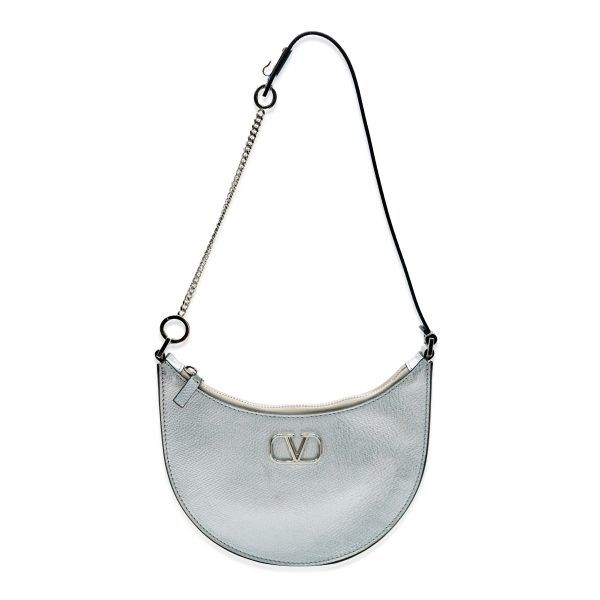 132478 fv Valentino Silver Leather Vlogo Mini Hobo