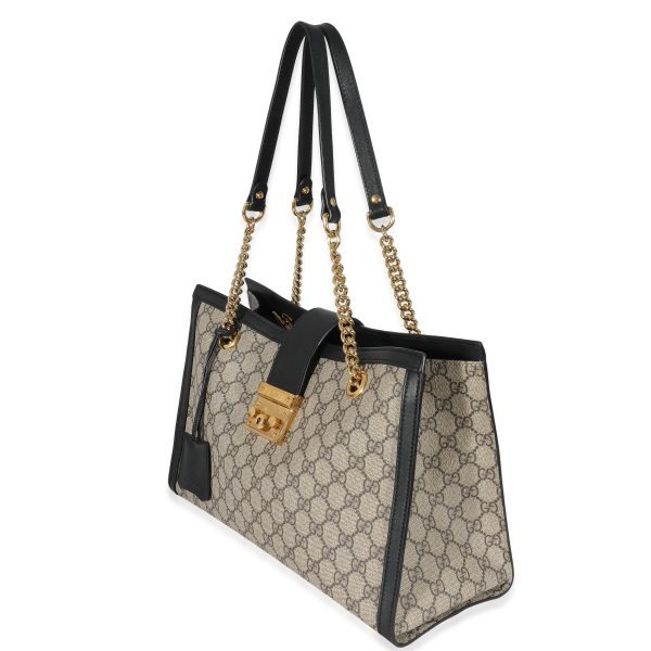 132485 sv Gucci Beige GG Supreme Medium Padlock Tote