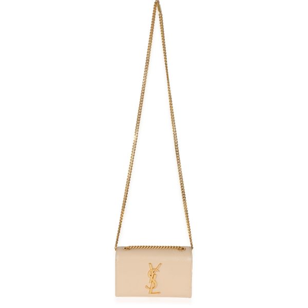 132489 bv 1a5c5167 db4a 4302 89c8 869e24c25c12 Saint Laurent Beige Grain De Poudre Small Kate Chain Bag