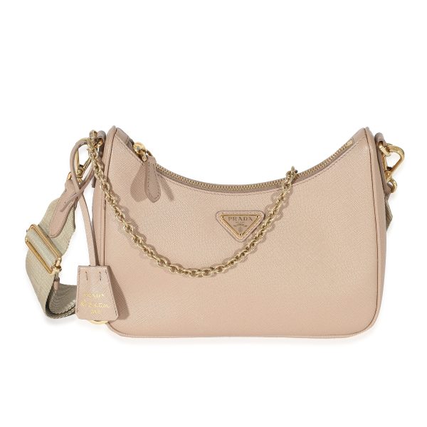 132504 fv Prada Cameo Beige Saffiano Re Edition 2005 Bag