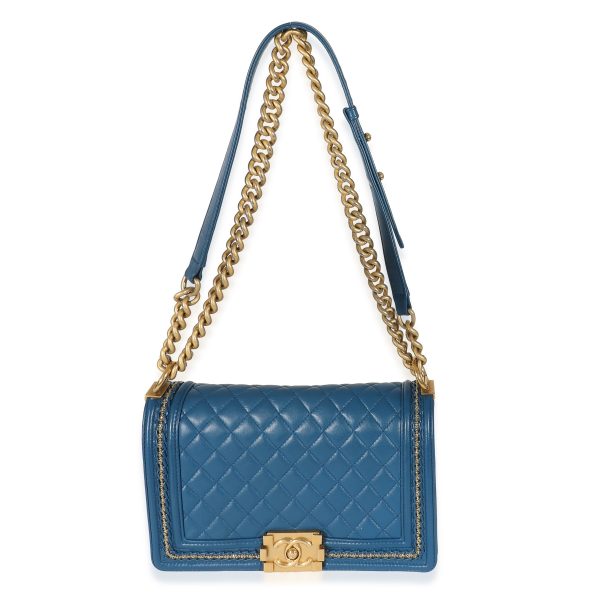 132508 bv 2dc2d2a7 8dd1 47c9 8385 a001a5c0706d Chanel Blue Lambskin Beauty Chain Around Medium Boy Bag