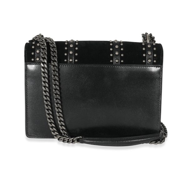 132527 stamp 143c33f8 74f3 465a b13d 95aa30f313c0 Saint Laurent Black Leather Suede Studded Sunset Bag