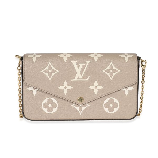 132541 fv Louis Vuitton Tourterelle Creme Empreinte Monogram Giant Félicie Pochette