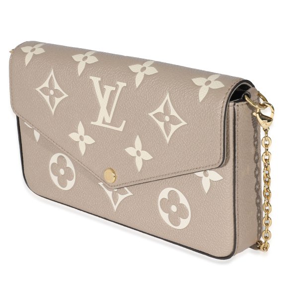 132541 sv Louis Vuitton Tourterelle Creme Empreinte Monogram Giant Félicie Pochette