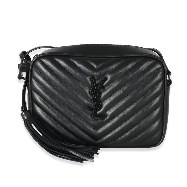 132544 fv c1b82790 9855 47e6 b941 17ae23e6f2af Saint Laurent Black Matelassé Calfskin Lou Camera Bag