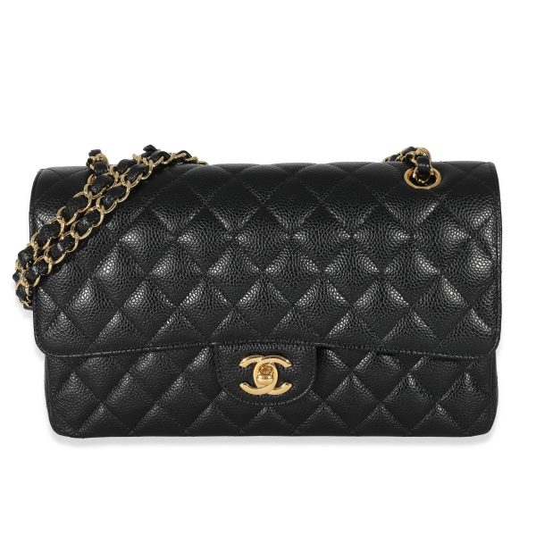 132549 fv Chanel Black Caviar Medium Classic Double Flap Bag