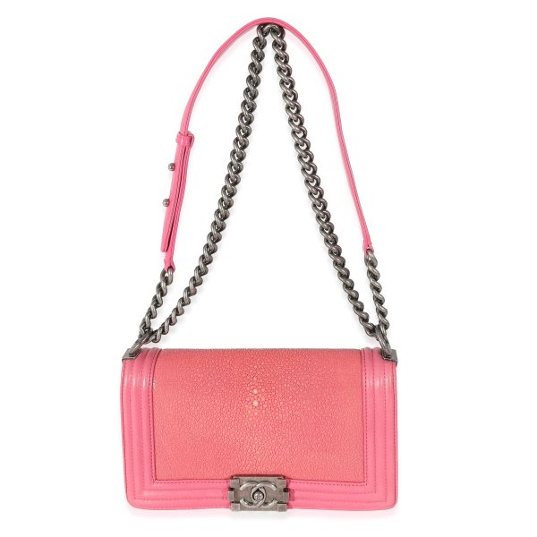 132577 ad1 330e4650 c0af 4e36 a685 9e94987a8dbd Chanel Pink Lambskin Galuchat Stingray Medium Boy Bag