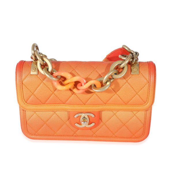 132579 fv Chanel Orange Quilted Caviar Small Sunset On The Sea Flap Bag