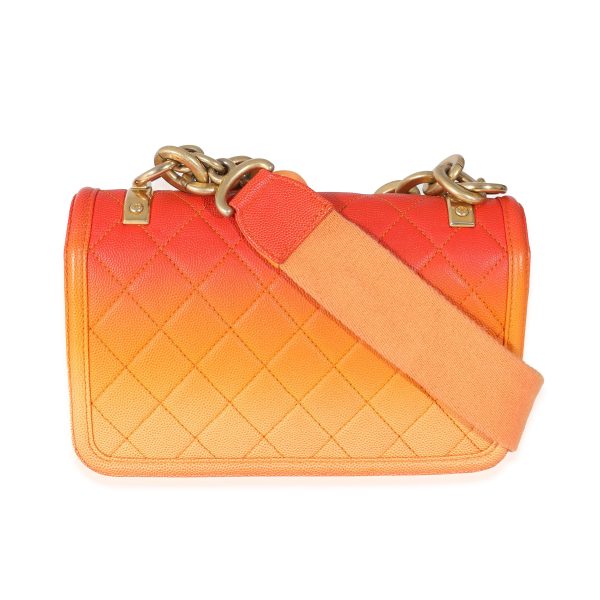 132579 stamp Chanel Orange Quilted Caviar Small Sunset On The Sea Flap Bag