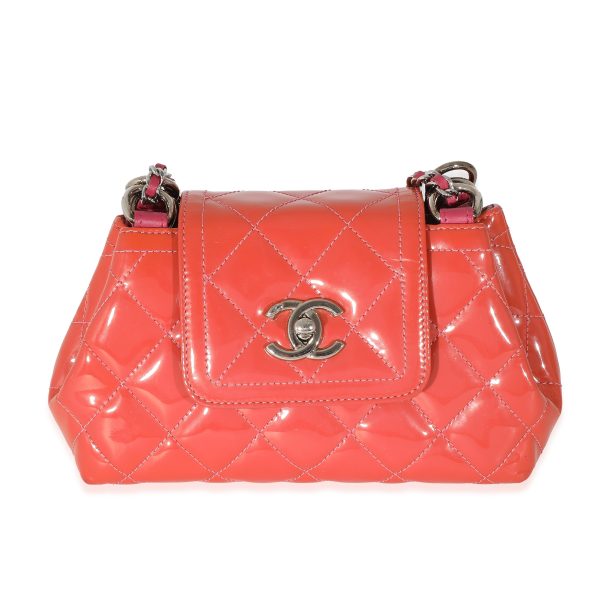 132585 fv Chanel Pink Patent Coco Shine Mini Accordion Flap Bag